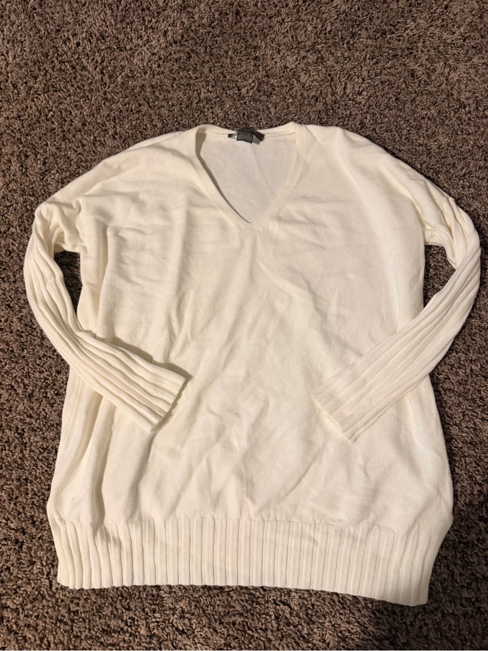 French Connection Cream V-Neck Sweater Top